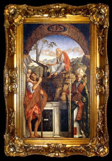 framed  BELLINI, Giovanni Sts Christopher, Jerome and Ludwig of Toulouse, ta009-2